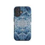 Deep blue ocean foam watercolor iPhone 16 case with MagSafe, matte finish