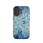 Light blue ocean watercolor iPhone 16 case with MagSafe, matte finish