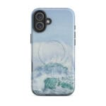 Turquoise blue wave ocean watercolor iPhone 16 Plus case with MagSafe, matte finish