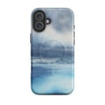 Stormy blue grey ocean watercolor iPhone 16 Plus case with MagSafe, matte finish