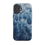 Deep blue ocean watercolor iPhone 16 Plus case with MagSafe, matte finish