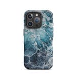 Blue ocean wave watercolor iPhone 16 Pro case with MagSafe, matte finish