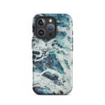 Deep blue turquoise ocean watercolor iPhone 16 Pro case with MagSafe, matte finish
