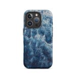 Deep blue ocean watercolor iPhone 16 Pro case with MagSafe, matte finish