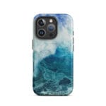 Blue ocean wave watercolor iPhone 16 Pro case with MagSafe, matte finish