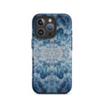 Deep blue ocean foam watercolor iPhone 16 Pro case with MagSafe, matte finish