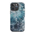 Blue ocean wave watercolor iPhone 16 Pro Max case with MagSafe, matte finish