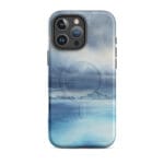 Stormy blue grey ocean watercolor iPhone 16 Pro Max case with MagSafe, matte finish