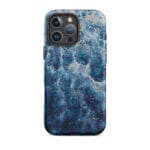 Deep blue ocean watercolor iPhone 16 Pro Max case with MagSafe, matte finish