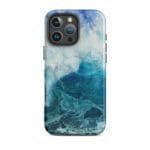Blue ocean wave watercolor iPhone 16 Pro Max case with MagSafe, matte finish