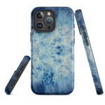Light blue ocean watercolor MagSafe iPhone case showing front, back and side views