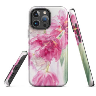 Pink Tulip Flower Watercolor iPhone Case with MagSafe – iPhone 18, 17, 16, 15, 14