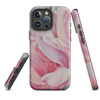 Pink Magnolia Flower Watercolor iPhone Case with MagSafe – iPhone 18, 17, 16, 15, 14