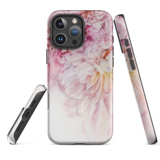 Pink Peony Flower Watercolor iPhone Case with MagSafe – iPhone 18, 17, 16, 15, 14