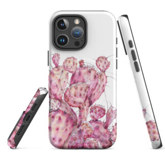 Pink Opuntia Watercolor iPhone Case with MagSafe – iPhone 18, 17, 16, 15, 14