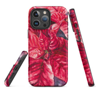Red Poinsettia Flower iPhone Case with MagSafe – Christmas Watercolor Design for iPhone 18, 17, 16, 15, 14