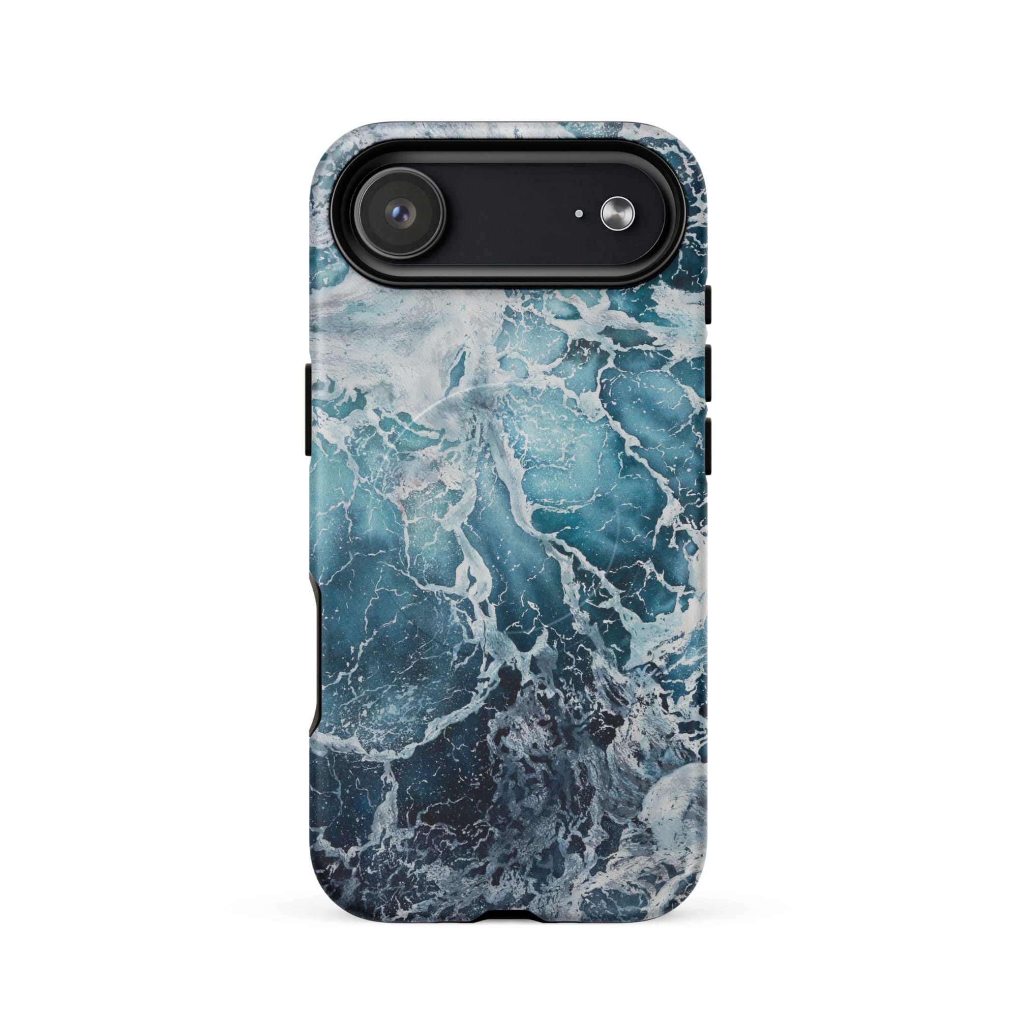 Blue ocean wave watercolor iPhone 17 Air case with MagSafe, matte finish