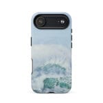 Turquoise blue wave ocean watercolor iPhone 17 Air case with MagSafe, matte finish