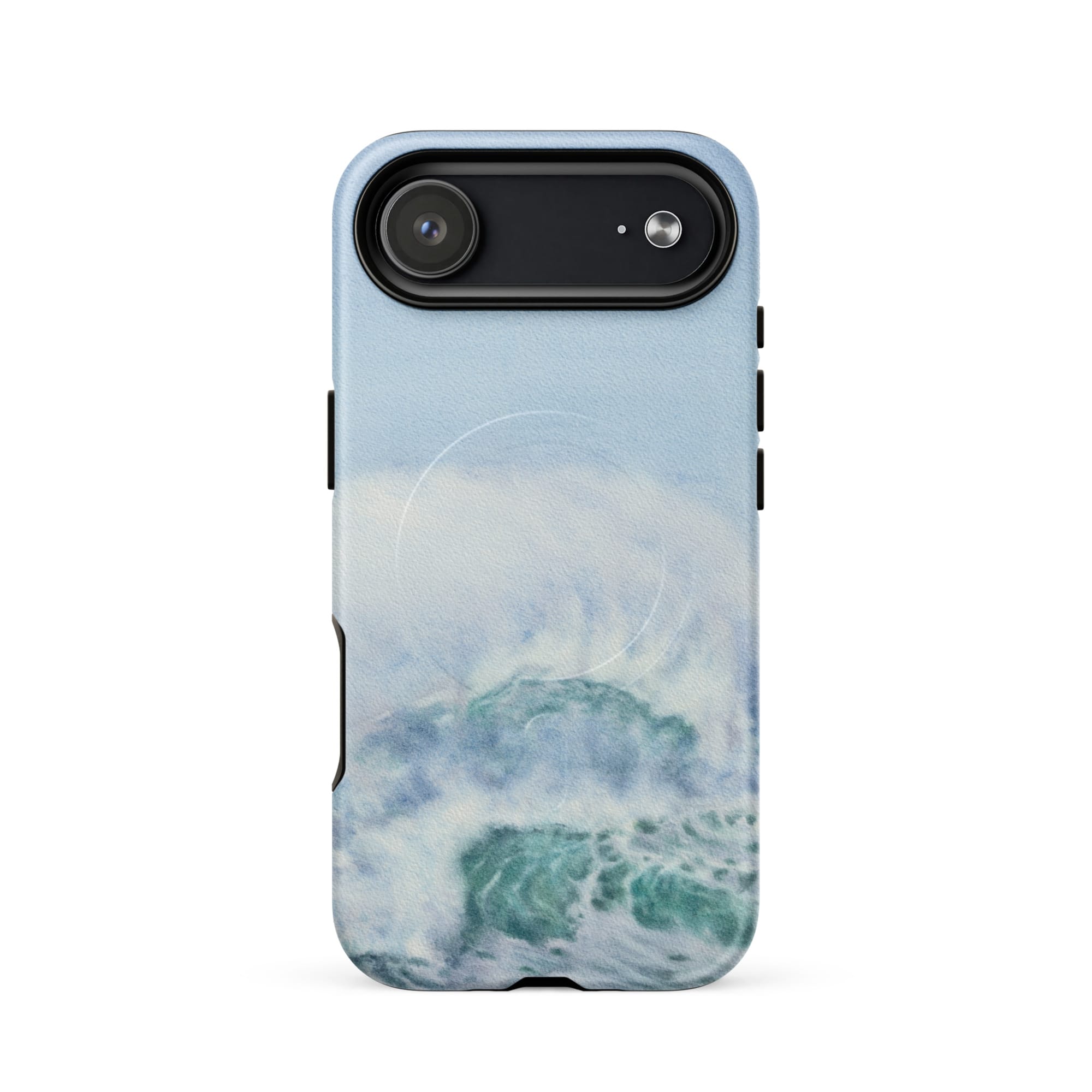 Turquoise blue wave ocean watercolor iPhone 17 Air case with MagSafe, matte finish
