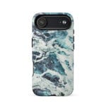 Deep blue turquoise ocean watercolor iPhone 17 Air case with MagSafe, matte finish