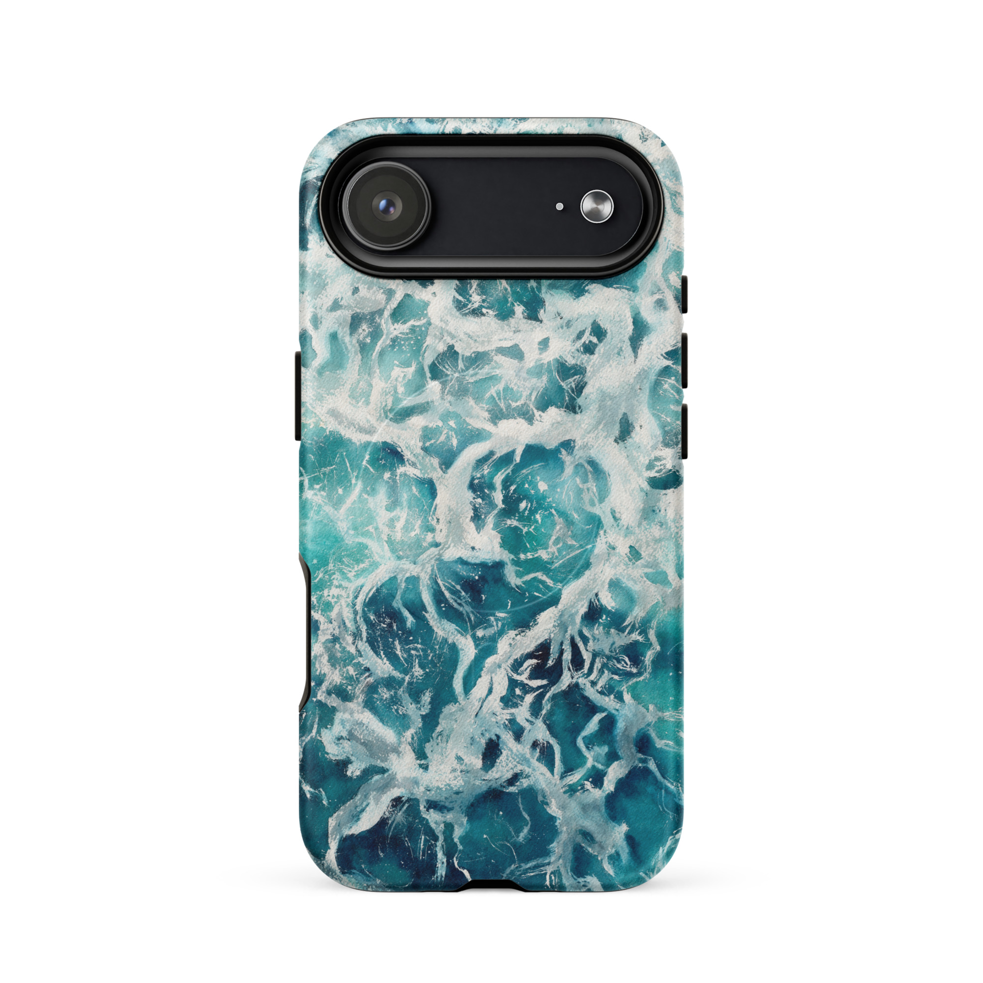 Blue green ocean watercolor iPhone 17 Air case with MagSafe, matte finish