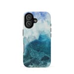 Blue ocean wave watercolor iPhone 17 case with MagSafe, matte finish
