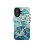 Blue green ocean watercolor iPhone 17 case with MagSafe, matte finish