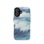 Blue ocean wave watercolor iPhone 17 case with MagSafe, matte finish