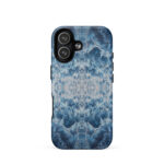 Deep blue ocean foam watercolor iPhone 17 case with MagSafe, matte finish