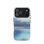 Stormy blue grey ocean watercolor iPhone 17 Pro case with MagSafe, matte finish