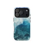 Blue ocean wave watercolor iPhone 17 Pro case with MagSafe, matte finish
