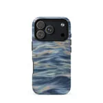 Blue grey ocean watercolor iPhone 17 Pro case with MagSafe, matte finish