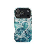 Blue green ocean watercolor iPhone 17 Pro case with MagSafe, matte finish