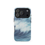 Blue ocean wave watercolor iPhone 17 Pro case with MagSafe, matte finish
