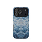 Deep blue ocean foam watercolor iPhone 17 Pro case with MagSafe, matte finish