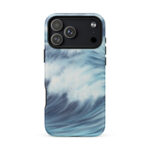 Blue ocean wave watercolor iPhone 17 Pro Max case with MagSafe, matte finish