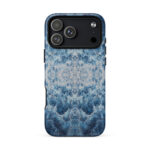 Deep blue ocean foam watercolor iPhone 17 Pro Max case with MagSafe, matte finish