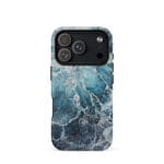 Blue ocean wave watercolor iPhone 18 Pro case with MagSafe, matte finish