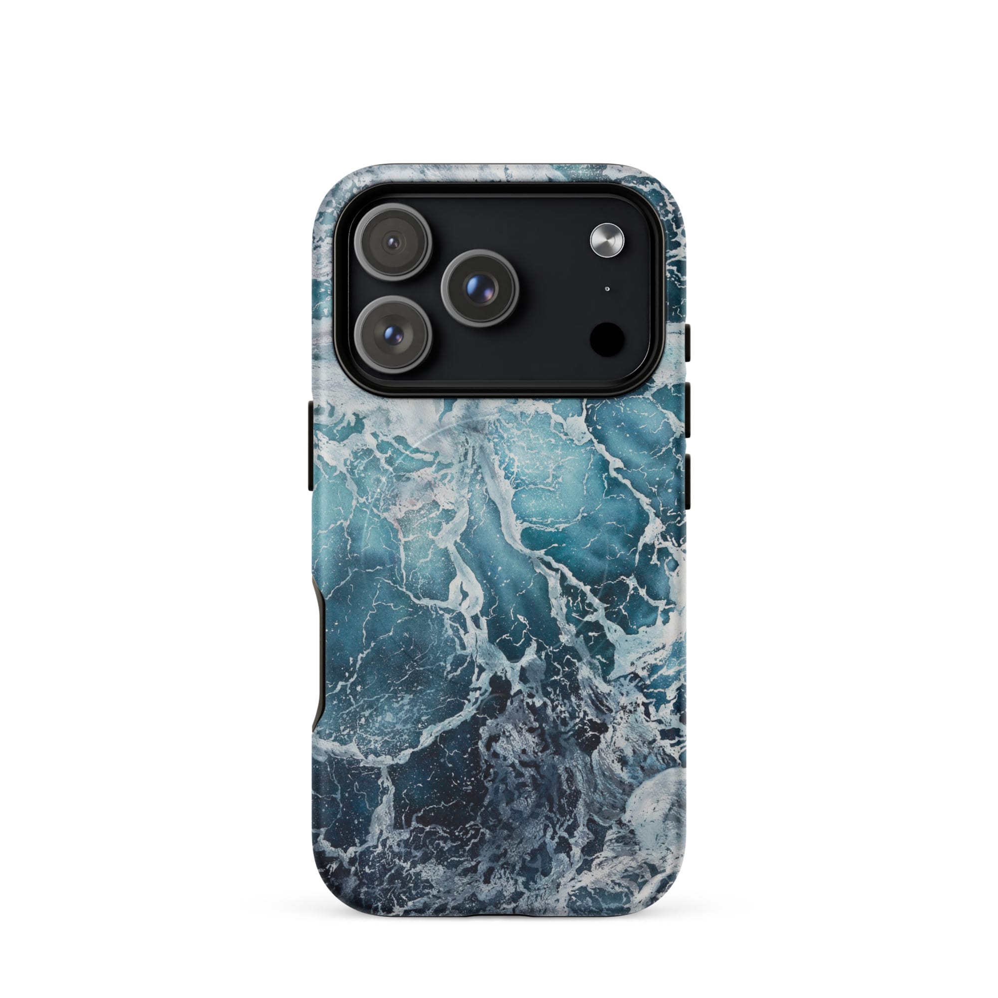 Blue ocean wave watercolor iPhone 18 Pro case with MagSafe, matte finish