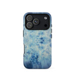 Light blue ocean watercolor iPhone 18 Pro case with MagSafe, matte finish