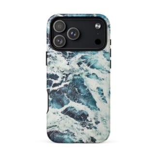 Deep blue turquoise ocean watercolor iPhone 18 Pro Max case with MagSafe, matte finish
