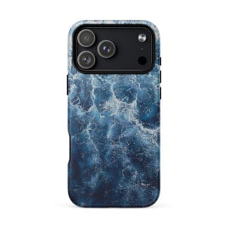 Deep blue ocean watercolor iPhone 18 Pro Max case with MagSafe, matte finish