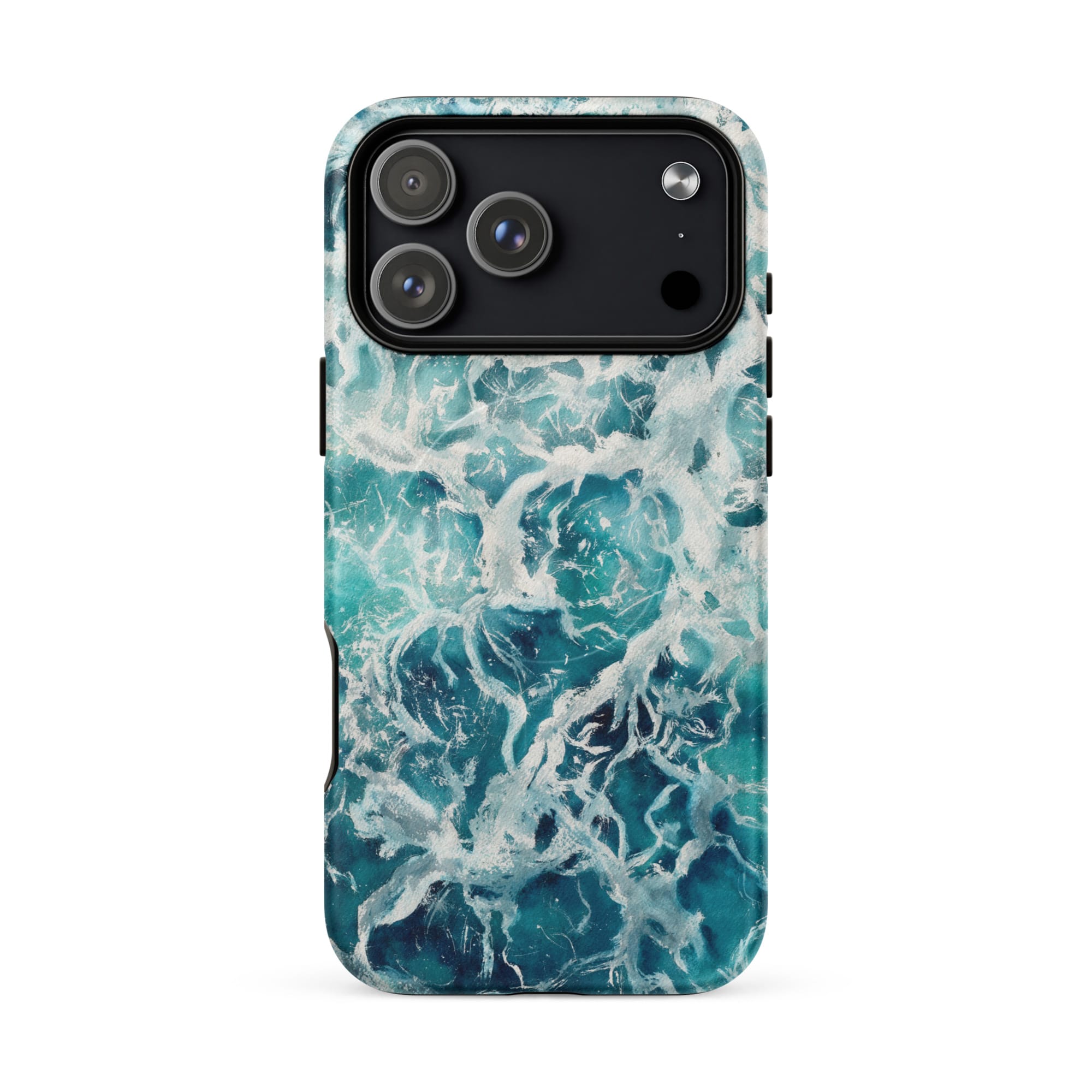 Blue green ocean watercolor iPhone 18 Pro Max case with MagSafe, matte finish