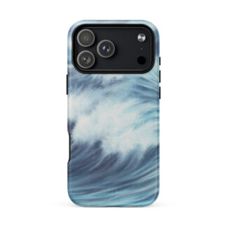 Blue ocean wave watercolor iPhone 18 Pro Max case with MagSafe, matte finish