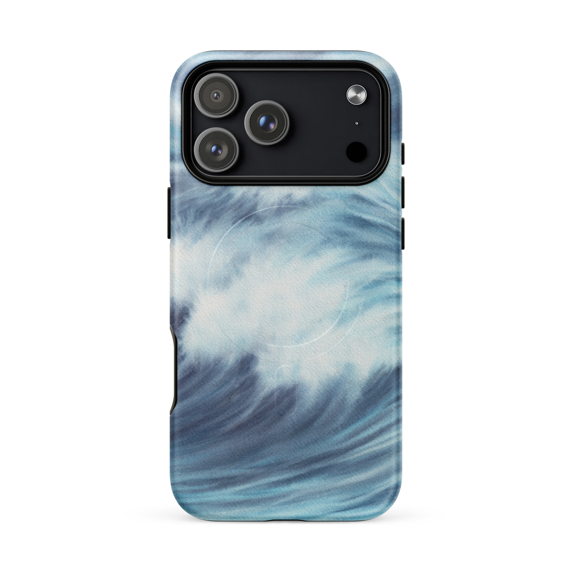 Blue ocean wave watercolor iPhone 18 Pro Max case with MagSafe, matte finish