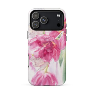Pink Tulip Flower Watercolor iPhone Case with MagSafe – iPhone 18, 17, 16, 15, 14