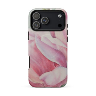 Pink Magnolia Flower Watercolor iPhone Case with MagSafe – iPhone 18, 17, 16, 15, 14
