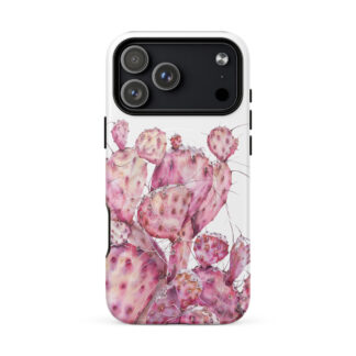 Pink Opuntia Watercolor iPhone Case with MagSafe – iPhone 18, 17, 16, 15, 14
