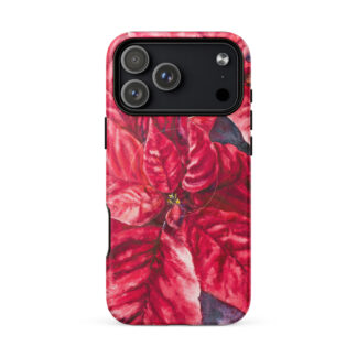 Red Poinsettia Flower iPhone Case with MagSafe – Christmas Watercolor Design for iPhone 18, 17, 16, 15, 14