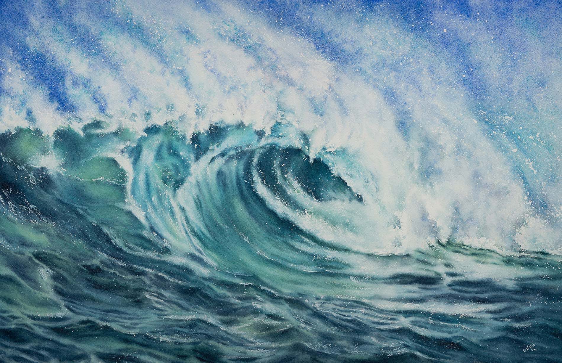 Whirlpool of serenity watercolor on paper - 38x56 cm